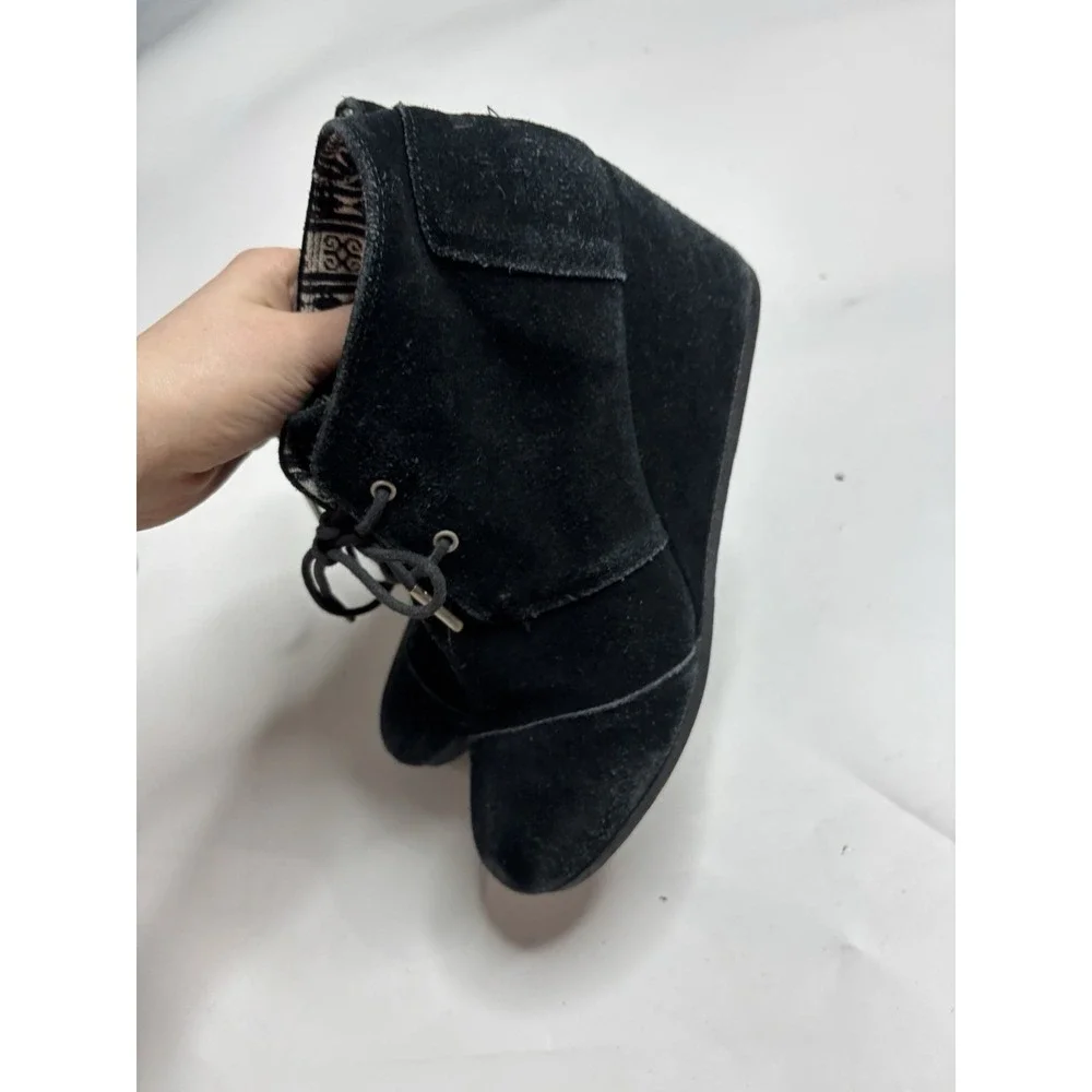 Toms Women's 10 Desert Wedge Ankle Bootie 300716 Suede Lace Up Grunge 00s Y2K‎